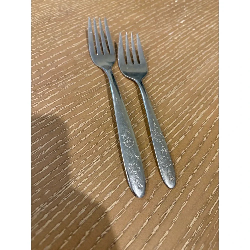 Vintage Sears Roebuck Wood Dale Stainless Steel Dinner & Salad Forks Lot of 2